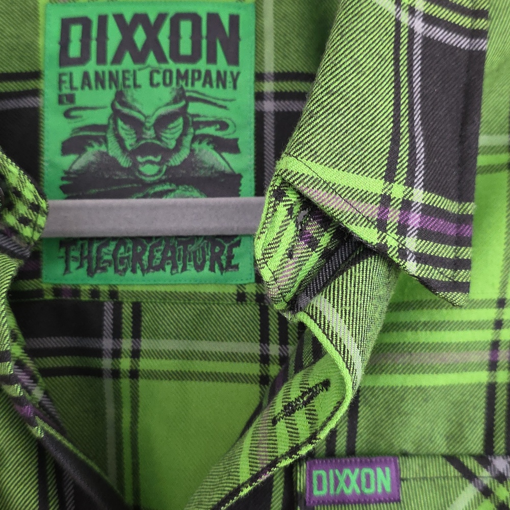 Dixxon The Creature Green Plaid Men’s Flannel Shirt - Picture 2 of 2